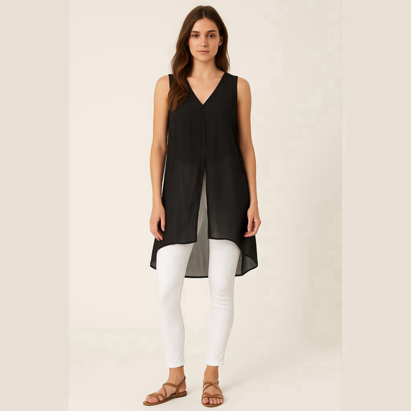 Minimalist Sheer Layered Tank Top Cha Cha Vente 2X - Picture 1 of 6